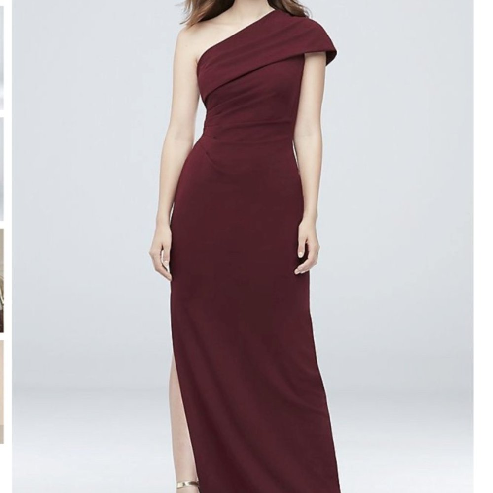 David's Bridal Ruched One-Shoulder Stretch Crepe